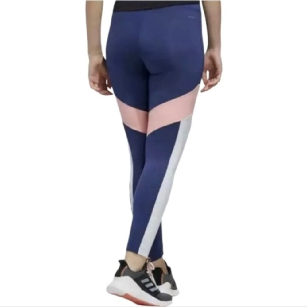 Adidas Womens D2M Colorblock 7/8 Leggings Tech Indigo Pink FM0610 Size L NEW - Picture 10 of 11